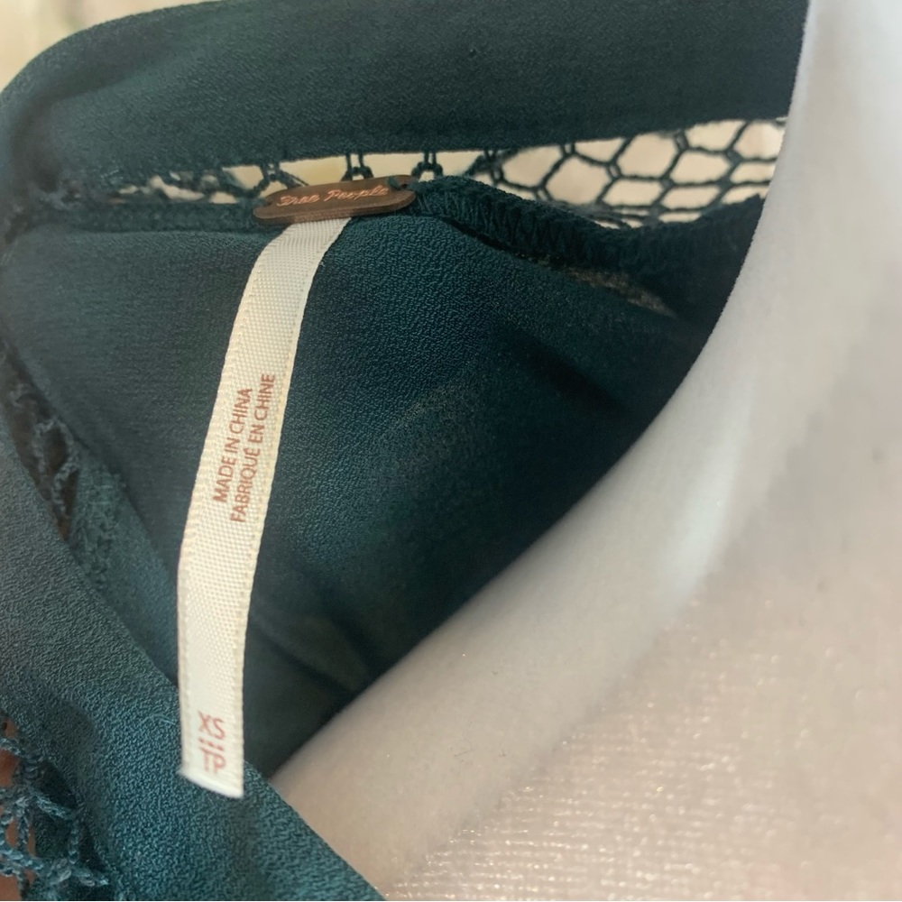 Free People Pebbled Dont Let Go Peasant Top Deep Forest - Picture 12 of 13